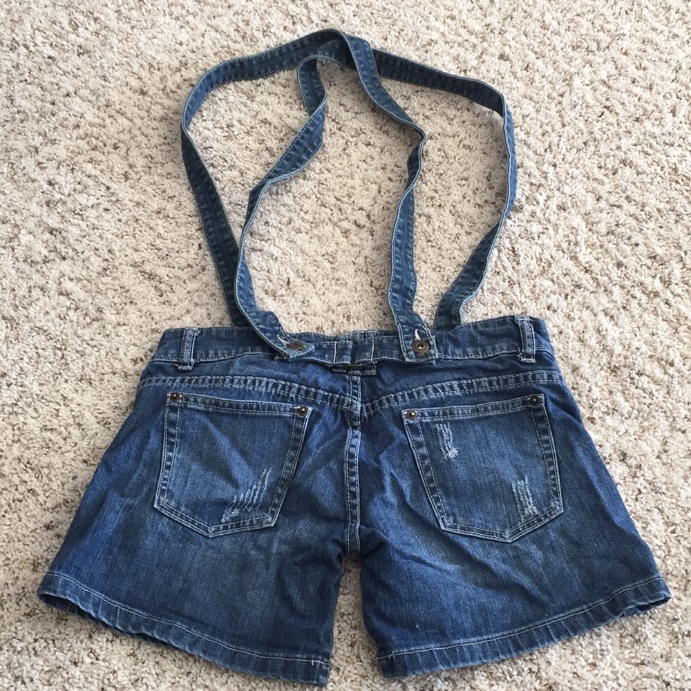 Blue Asphalt Jean Shorts Overalls detachable strap